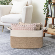 Load image into Gallery viewer, TIMEYARD Large Blanket Basket, 21.6&quot; x 14.9&quot; x 11.8&quot; Rectangle Woven Baskets for Storage-White &amp; Light Brown