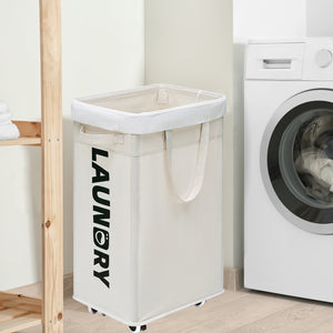 TIMEYARD 75L Rolling Laundry Hamper with Wheels and Removable Mesh Bag, Rolling laundry basket for organization, White