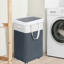 Load image into Gallery viewer, TIMEYARD 75L Rolling Laundry Hamper with Wheels and Removable Wash Bag, Tall Collapsible Large Laundry Basket with Wheels, White &amp; Grey