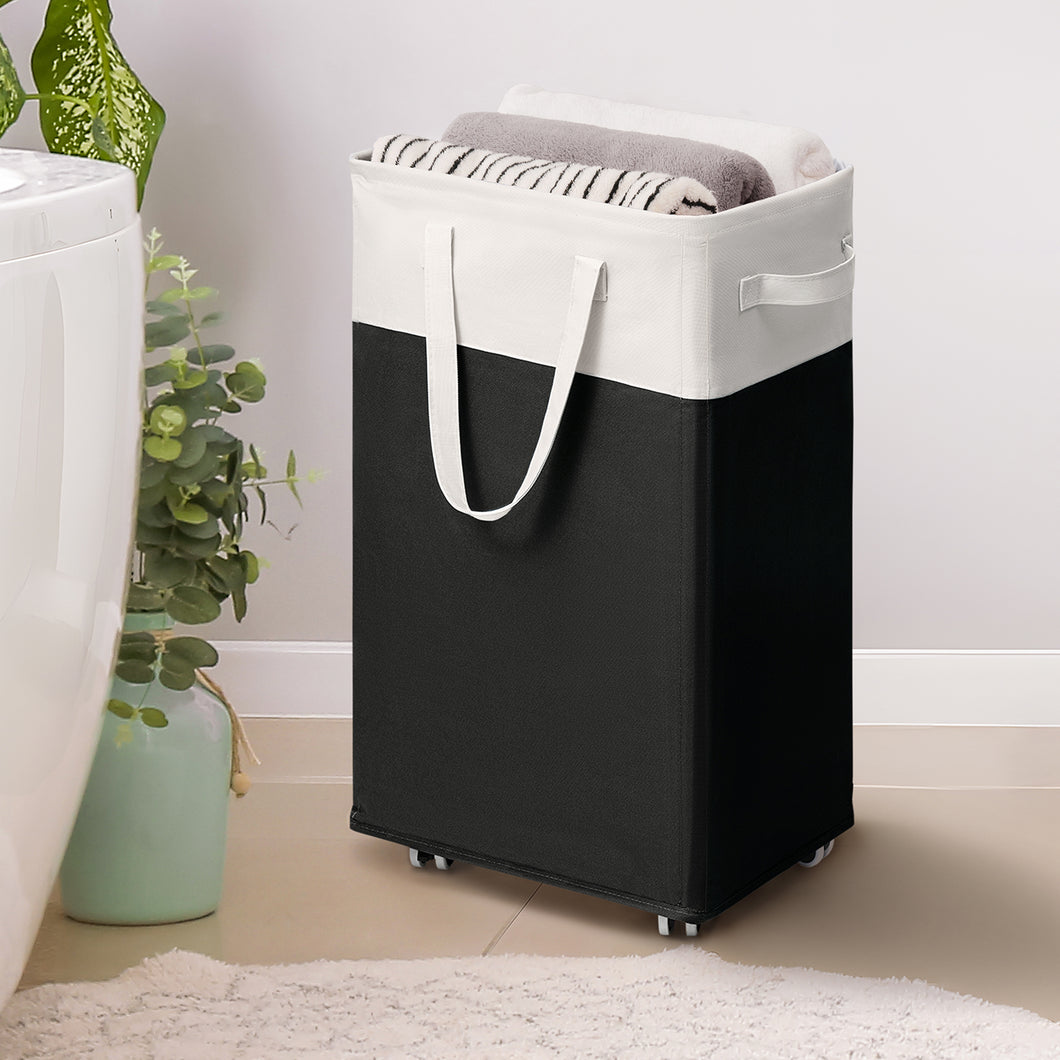 TIMEYARD 75L Rolling Laundry Hamper with Wheels and Removable Mesh Bag, Large Clothes Hampers for Laundry, White & Black