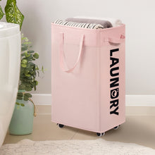 Load image into Gallery viewer, TIMEYARD 75L Rolling Laundry Hamper with Wheels and Removable Wash Bag, Tall Collapsible Large Laundry Basket Pink