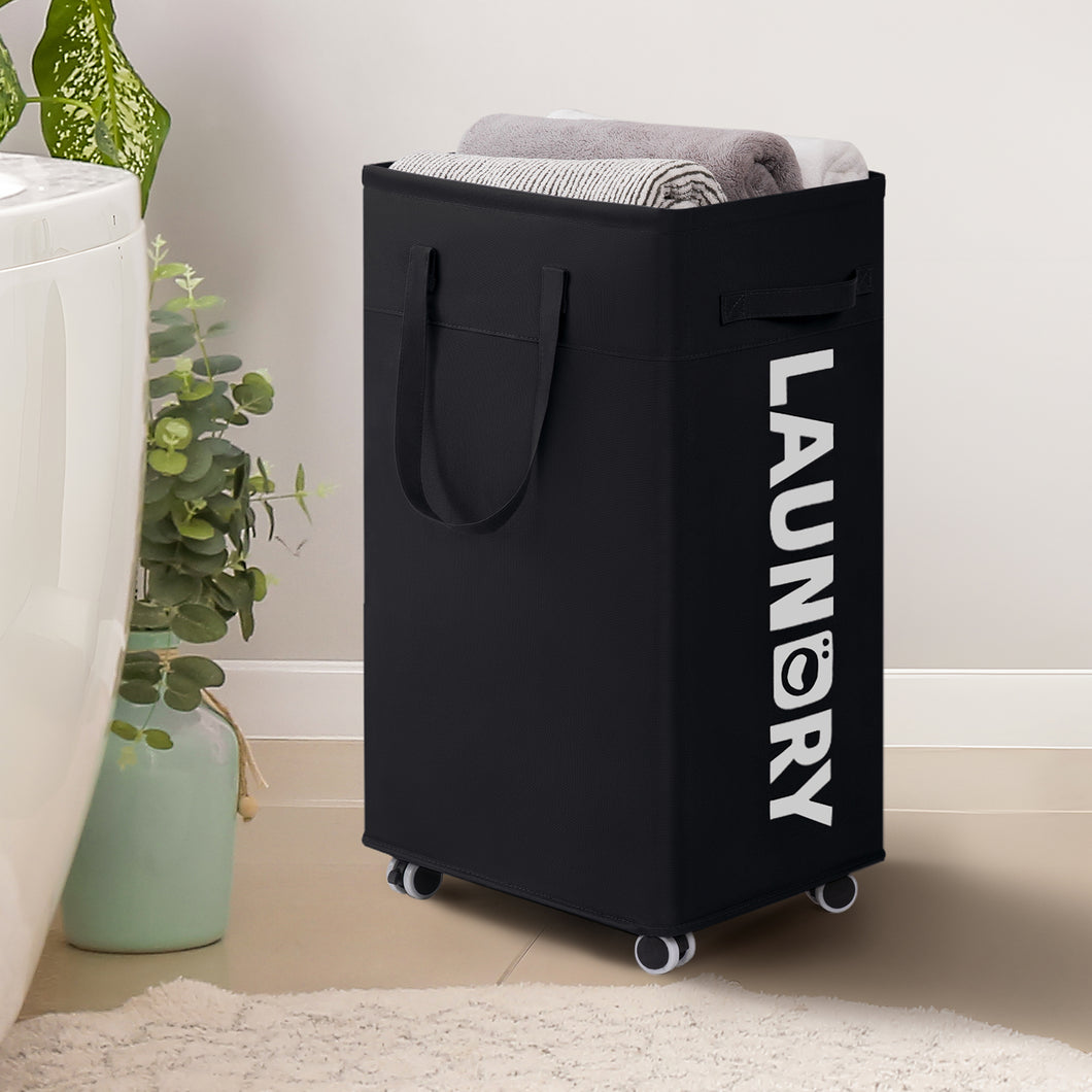 TIMEYARD 75L Rolling Laundry Hamper with Wheels and Removable Mesh Bag, Dirty Clothes hamper for Dorm Room Essentials, Black