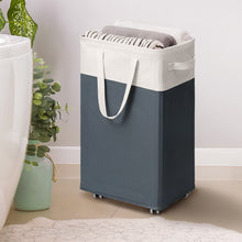 Load image into Gallery viewer, TIMEYARD 75L Rolling Laundry Hamper with Wheels and Removable Wash Bag, Tall Collapsible Large Laundry Basket with Wheels, White &amp; Grey