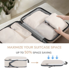 Load image into Gallery viewer, TIMEYARD 7 Set Compression Packing Cubes for Travel, Women Travel Bags Luggage Organizers,Travel Accessories Expandable Packing Organizers for Carry On, Beige