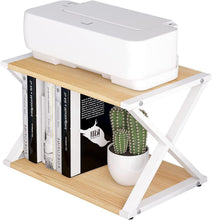 Load image into Gallery viewer, Zenphn Desktop Printer Stand, Small Home Printer Stand, 2 Tier Desk Organizer with Adjustable Non-Slip Feet for Home and Office, Oak &amp; White