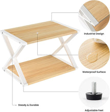 Load image into Gallery viewer, Zenphn Desktop Printer Stand, Small Home Printer Stand, 2 Tier Desk Organizer with Adjustable Non-Slip Feet for Home and Office, Oak &amp; White