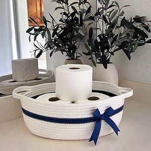 Goodpick Bow-knot white Small Woven Rope Gift Basket