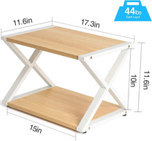 Load image into Gallery viewer, Zenphn Desktop Printer Stand, Small Home Printer Stand, 2 Tier Desk Organizer with Adjustable Non-Slip Feet for Home and Office, Oak &amp; White