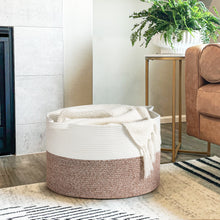Load image into Gallery viewer, TIMEYARD Large Woven Laundry Hamper Basket - Decorative Storage Organizer for Living Room, Holds Toys Pillows Blankets Clothes - 21.7&quot; x 21.7&quot; x 13.8&quot;-Brown