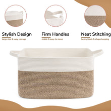 Load image into Gallery viewer, TIMEYARD Large Blanket Basket, 21.6&quot; x 14.9&quot; x 11.8&quot; Rectangle Woven Baskets for Storage-White &amp; Light Brown