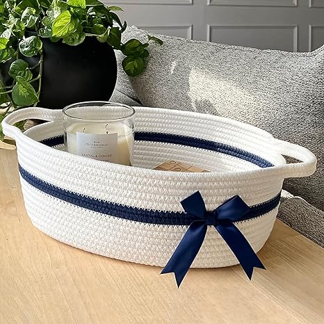 Goodpick Bow-knot white Small Woven Rope Gift Basket