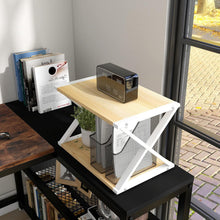Load image into Gallery viewer, Zenphn Desktop Printer Stand, Small Home Printer Stand, 2 Tier Desk Organizer with Adjustable Non-Slip Feet for Home and Office, Oak &amp; White