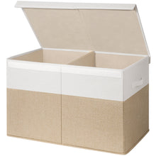 Load image into Gallery viewer, Timeyard Large Storage Box with Lids, Collapsible Sturdy Storage Organizer Chest Bin Basket for Bedroom, Closet ,25"x13"x16", (Beige &amp; White）