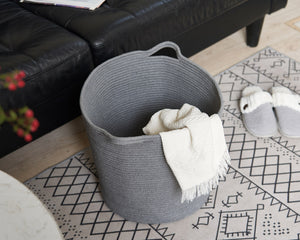 Grey Laundry Basket Cotton Rope Basket Hamper for Blanket