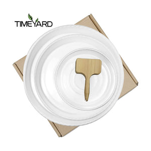 15 PCs Plant Saucers Drip Trays with 15 PCs Bamboo Plant Labels for Indoor Flower Pots package