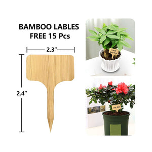 15 PCs Plant Saucers Drip Trays with 15 PCs Bamboo Plant Labels for Indoor Flower Pots