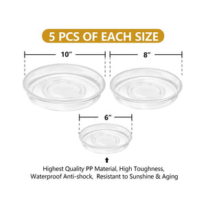 15 PCs Plant Saucers Drip Trays with 15 PCs Bamboo Plant Labels for Indoor Flower Pots 