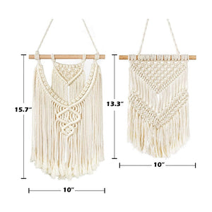 2 Pcs Small Macrame Wall Hanging Tapestry Boho Wall Decor Beige Timeyard