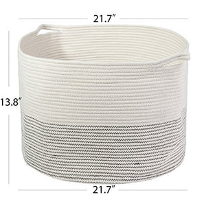 Baby Laundry Basket XXXLarge Cotton Rope Basket Storage Bins White 21.7 x 13.8 in Throw Pillow Organizer 3XL