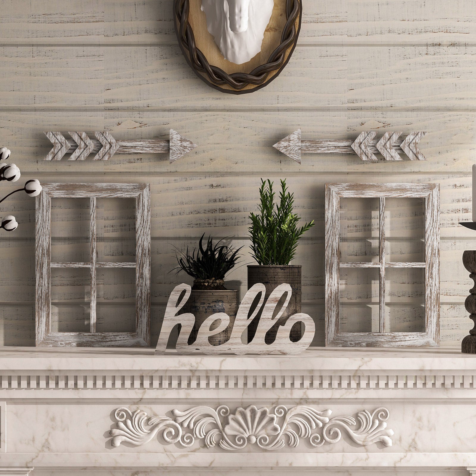 4 PCs Modern Farmhouse Interior Wall Hanging Decor Wood Arrow