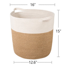Load image into Gallery viewer, XL Jute Rope Woven Laundry Basket with Handles Baby Hamper Bedroom Storage how big size is