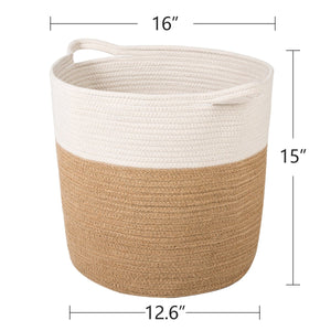 XL Jute Rope Woven Laundry Basket with Handles Baby Hamper Bedroom Storage how big size is