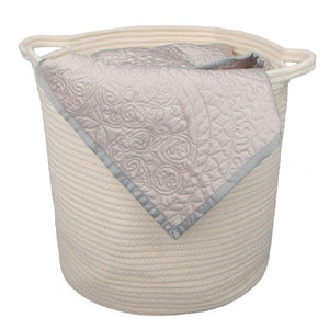 2 PCs Off  White Laundry Basket with Handles Cotton Rope Soft Woven Floor Basket