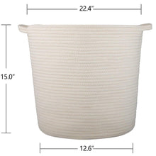 Load image into Gallery viewer, 2 PCs Off  White Laundry Basket with Handles Cotton Rope Soft Woven Floor Basket
