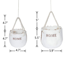 Load image into Gallery viewer, 2 Pcs Ceramic Flower Pots Hanging Planter with Ropes Size