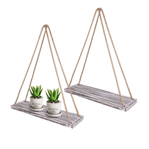 2 Pcs DIY Floating Shelves White Distressed Wood Home Decor