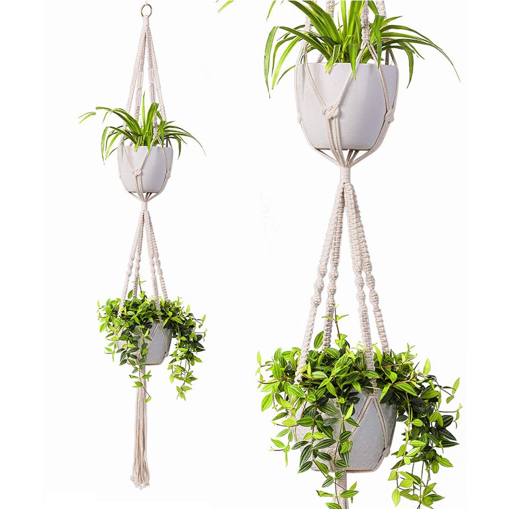 2 Tier Macrame Plant Hanger Modern Boho Home Decor