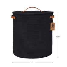 Load image into Gallery viewer, Tall Hamper with Lid Black Laundry Basket