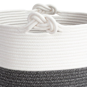 Dark Grey Cotton Rope Laundry Basket with Handles