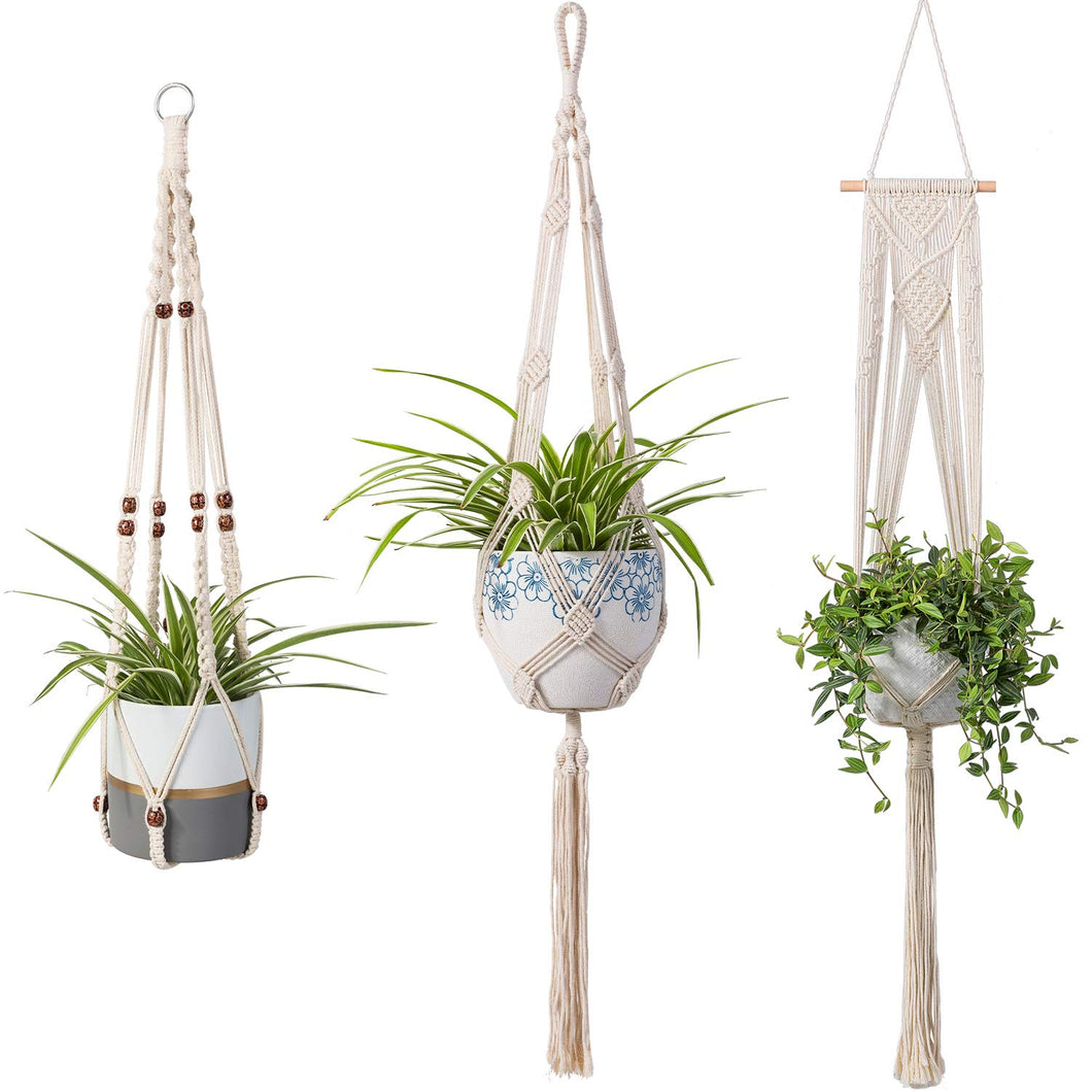 3 Pcs Rope Plant Hanger in Different Designs Handmade Planter