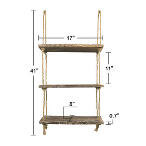 3 Tier Wall Shelves Rustic Home Wall Decor Brown Size