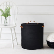 Load image into Gallery viewer, Tall Hamper with Lid Black Laundry Basket