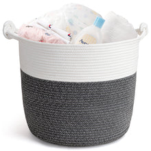 Load image into Gallery viewer, Dark Grey Cotton Rope Laundry Basket with Handles