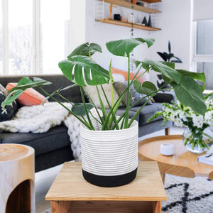 Cotton Rope Plant Basket Indoor Modern Decor For Living Room