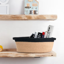 Load image into Gallery viewer, Small Jute Woven Cotton Rope Basket with Handles 12&#39;&#39;x 8&#39;&#39; x 5&#39;&#39;