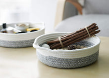 Load image into Gallery viewer, 2 Pcs Small Cotton Rope Woven Basket Black Stripes Gray