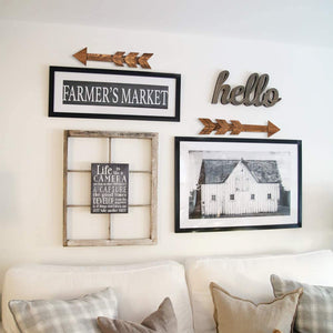 2Pcs Dark Brown Wood Decor Arrows Sign Farmhouse Home Decor