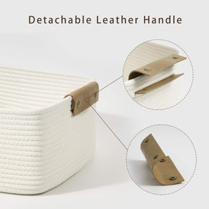 Rectangle Cotton Rope Woven Basket with Handles