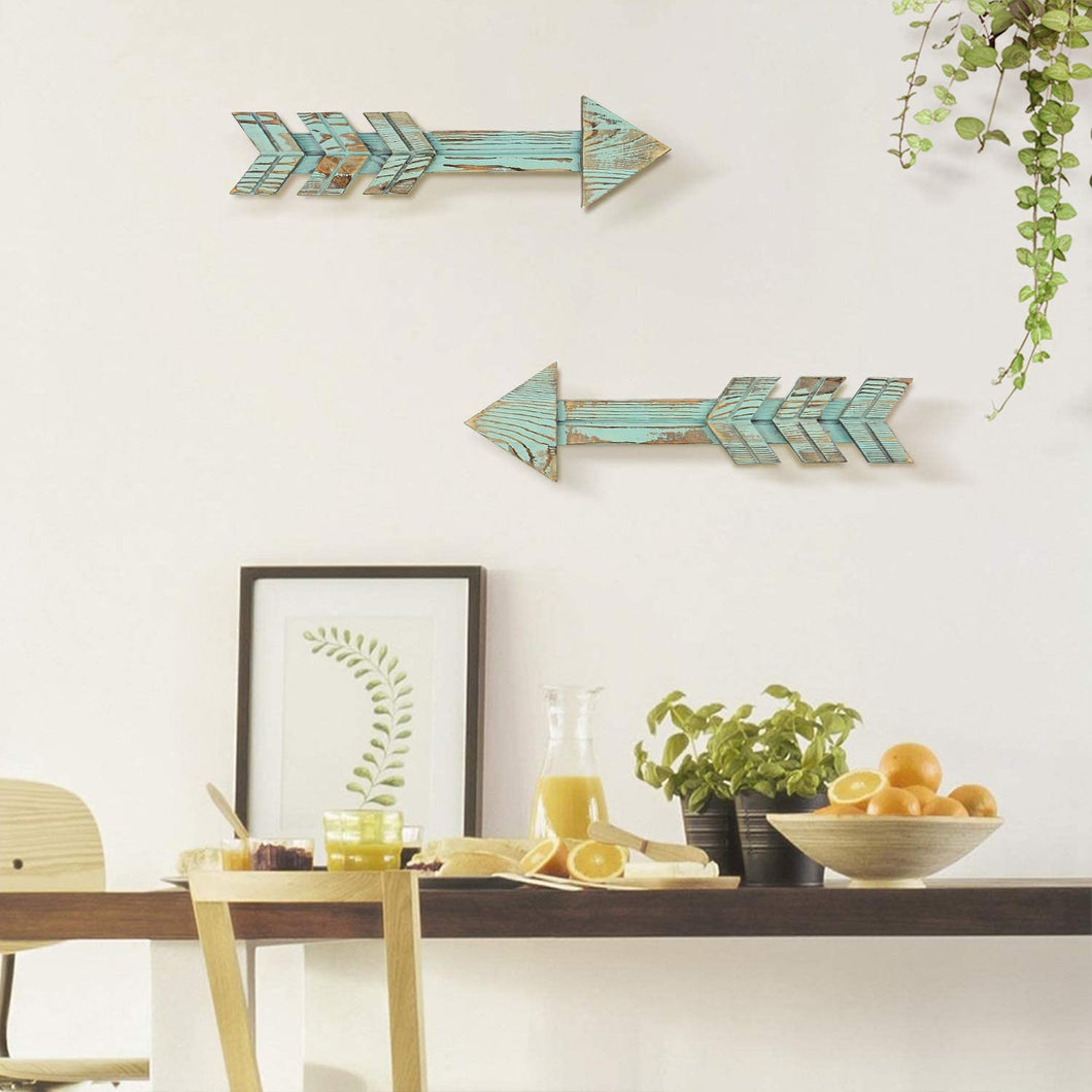 Green Wood Decor Arrows Sign 2Pcs 15*2.75