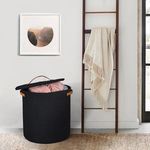 Tall Hamper with Lid Black Laundry Basket