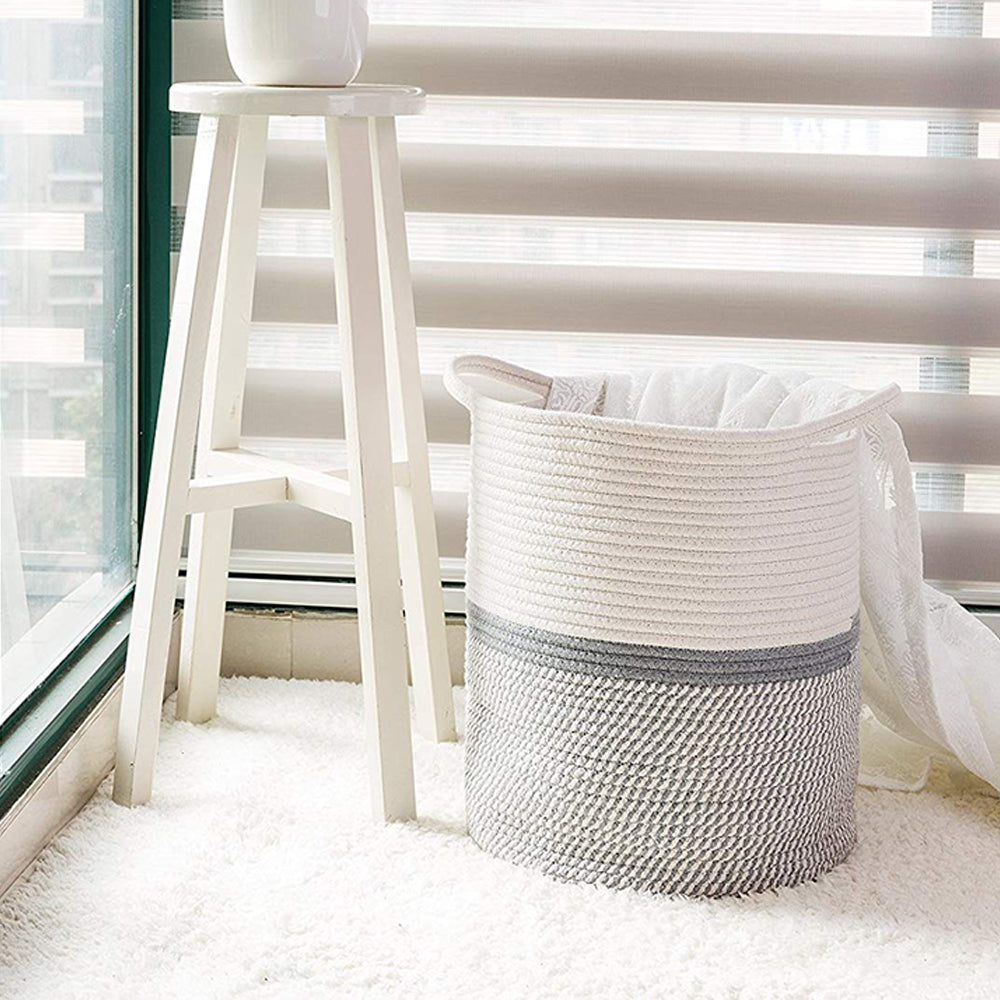 Tall Laundry Basket with Handles For Baby Nursery Room Gray 13.4 x 14.2 x 16.2 in Living Room Storage