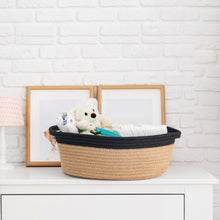 Load image into Gallery viewer, Small Jute Woven Cotton Rope Basket with Handles 12&#39;&#39;x 8&#39;&#39; x 5&#39;&#39;