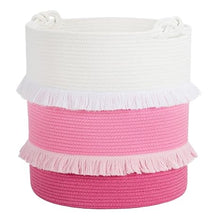 Load image into Gallery viewer, Goodpick Pink Tassel Tall Cotton Rope Basket