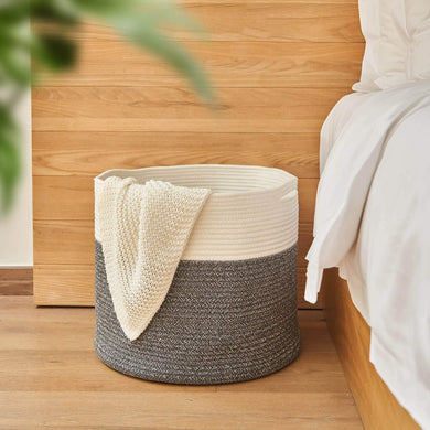 Gray Large Cotton Rope Basket