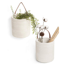 Load image into Gallery viewer, Small Cotton Rope Hang Basket White 2 Pack