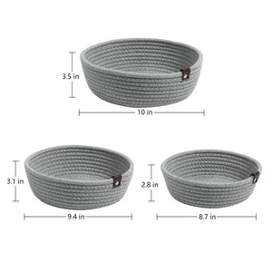 3 Set Cute Round Small Basket Gray